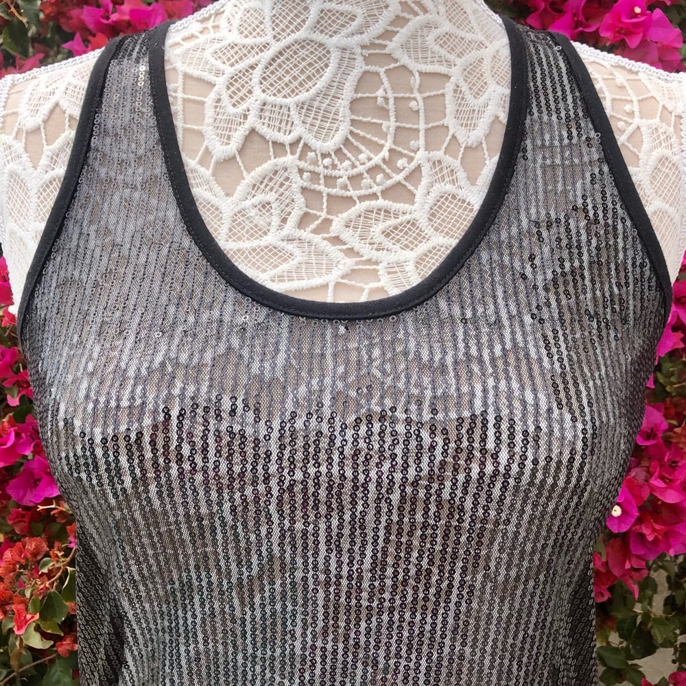 Forever 21 Sheer Sequins Razorback Tank Top - Picture 3 of 8